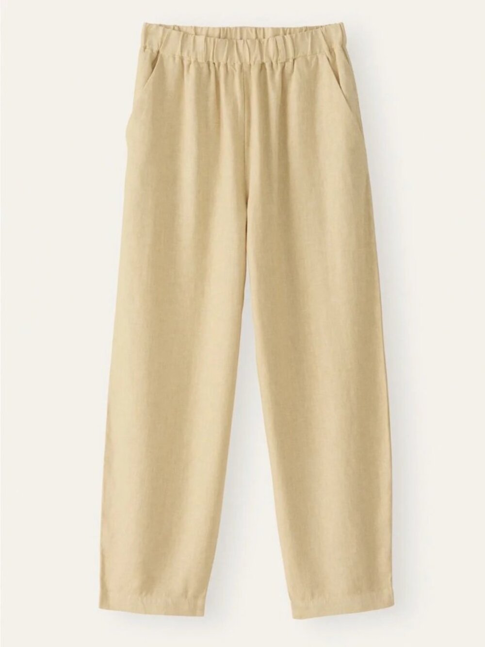 POETRY - CROPPED TROUSERS Garment-dyed linen sz 12 - Butter yellow 100% Linen